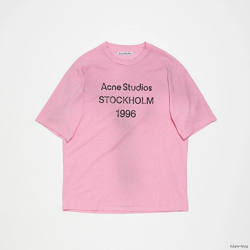 Acne Studios 2090-80 Pink Red Style Ac908026 Stockholm Logo T-Shirt Weekend Wear