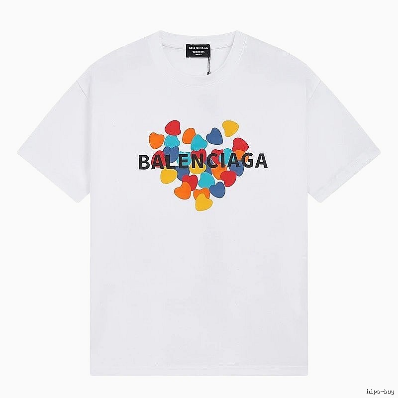 Balenciaga White T-shirt with Heart Print