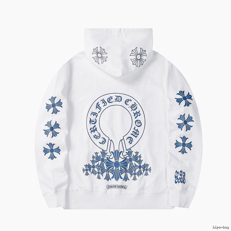 Chrome Hearts 2088-82 White Cross Graphic Hoodie Relaxed Styling