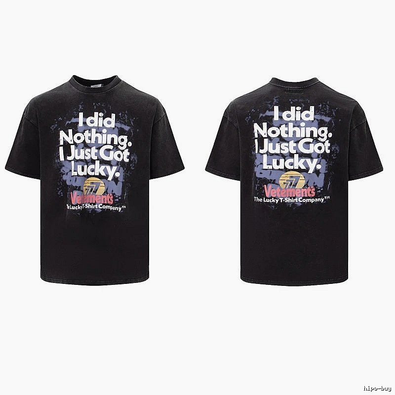 Classic Statement graphic T-shirt Black Colorful Lucky for Daily Styling