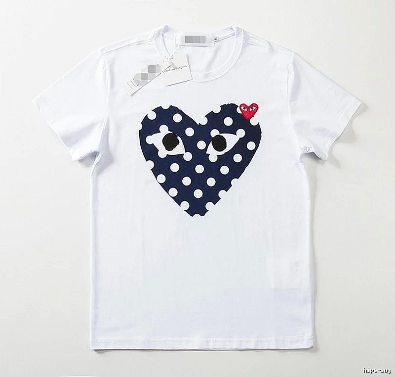 Comme des Garcons PLAY 2021-17 Blue Style 2117 Heart Logo T-Shirt Weekend Wear