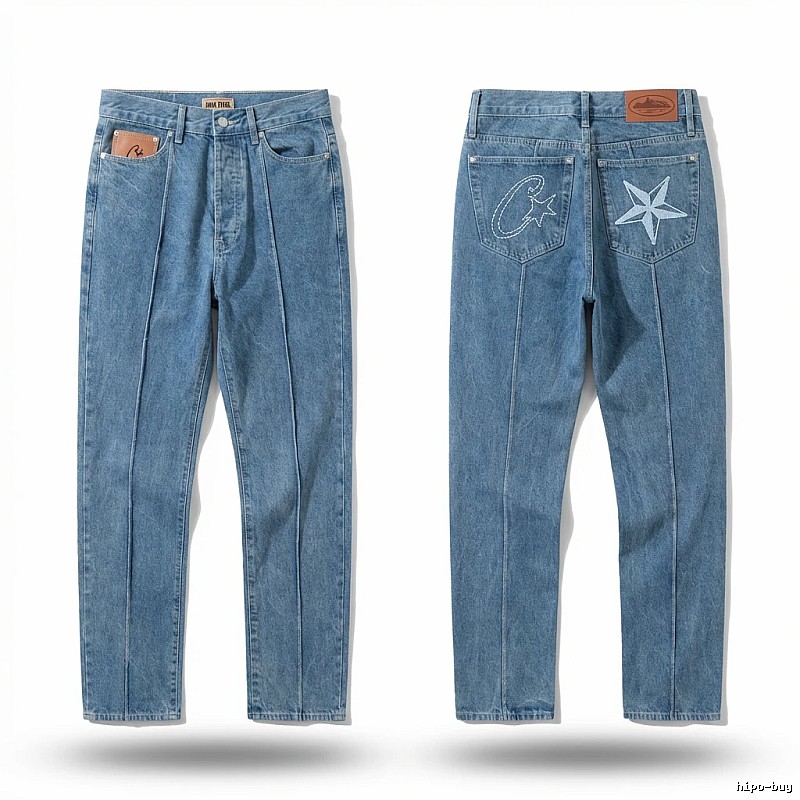Corteiz star embroidery denim blue jeans