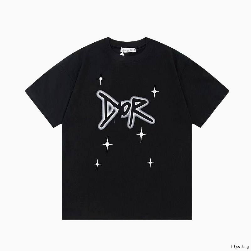 Dior Graffiti Star Street Style Black Short-sleeve T-shirt