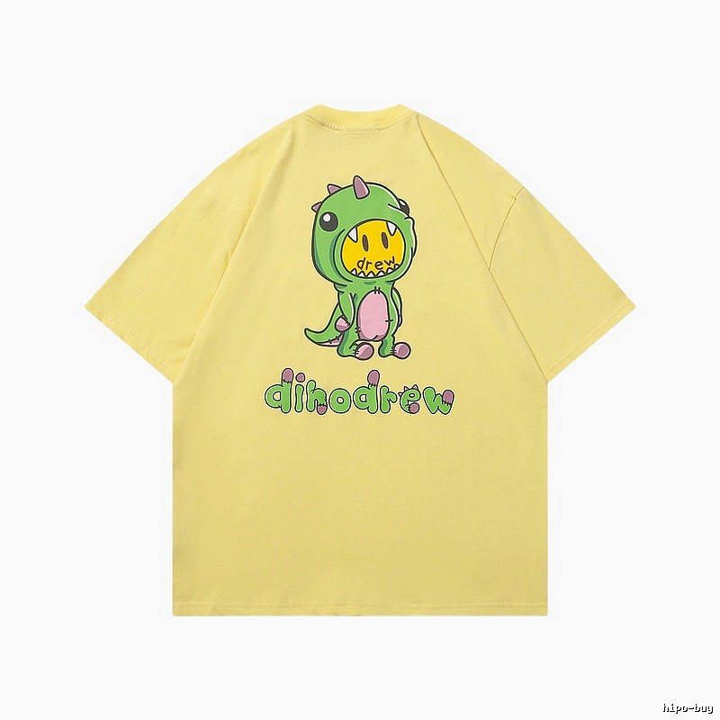 DREW Dinosaur Print Street Style Yellow Short-sleeve T-shirt