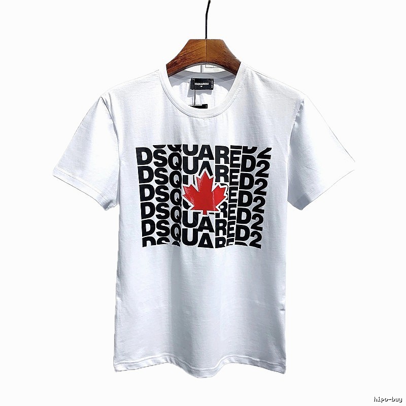 DSQ2 Maple Leaf Print Street Style White Short Sleeve T-Shirt