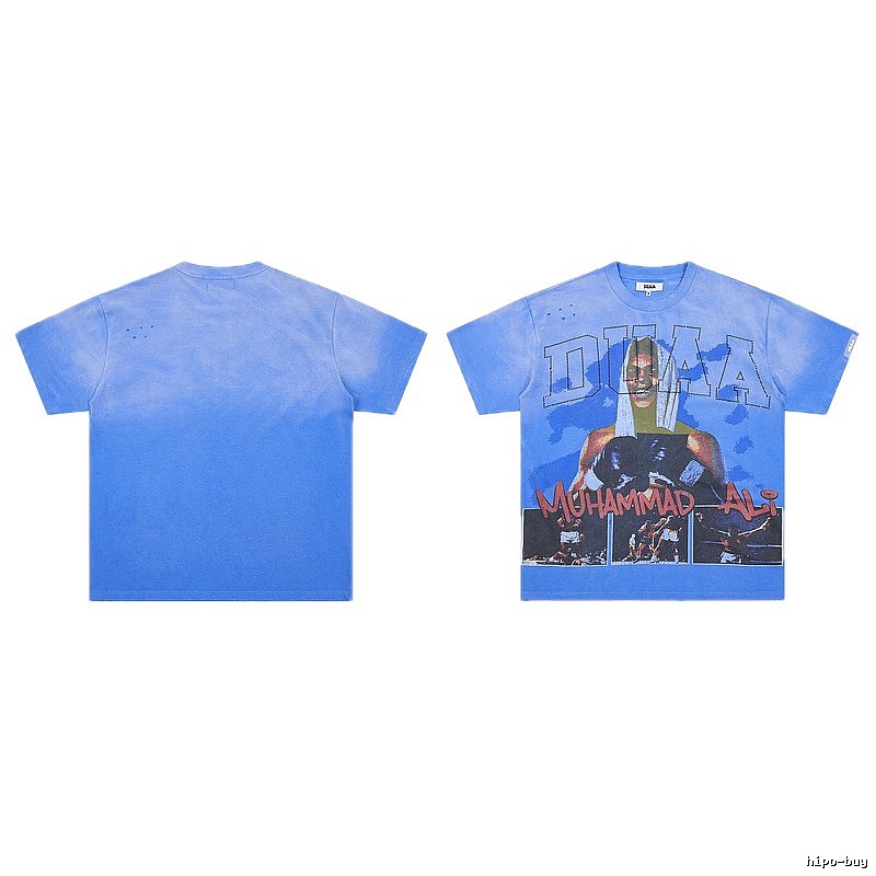DUAA Ali Print Vintage Style Washed Blue T-shirt