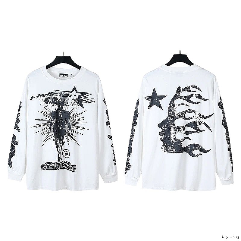 Hellstar dark style white long-sleeved shirt