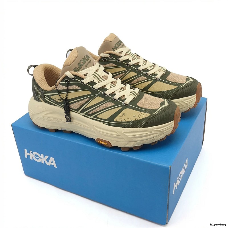 HOKA retro khaki sports shoes