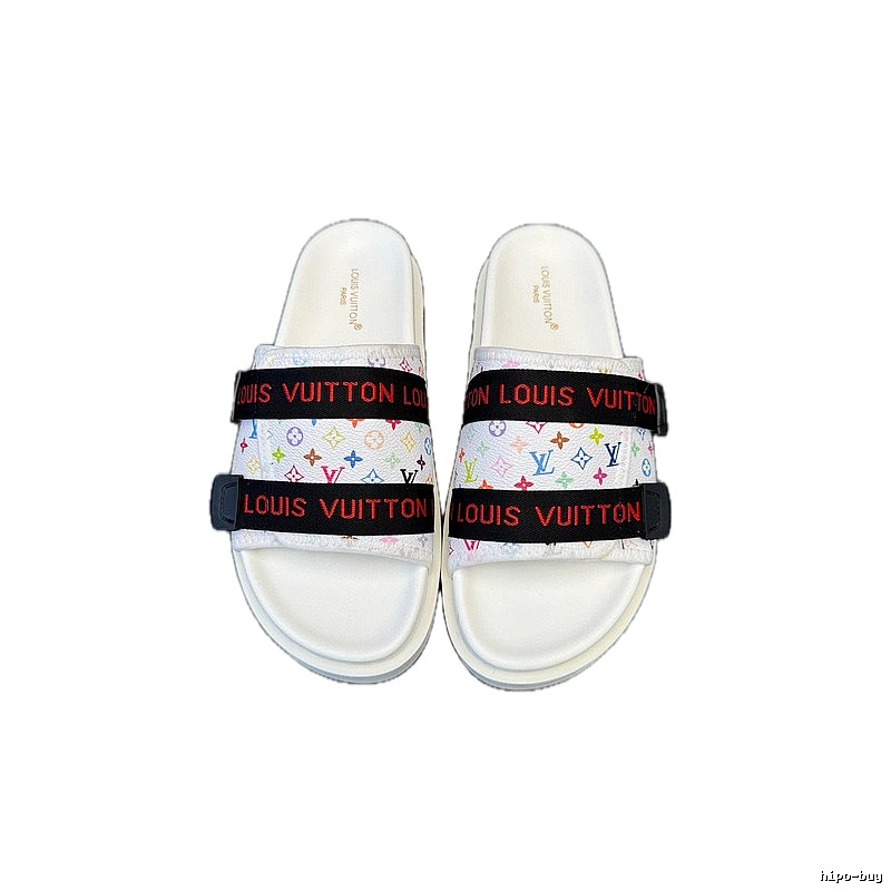 Louis Vuitton Multicolore Monogram Trendy White Slide Sandals