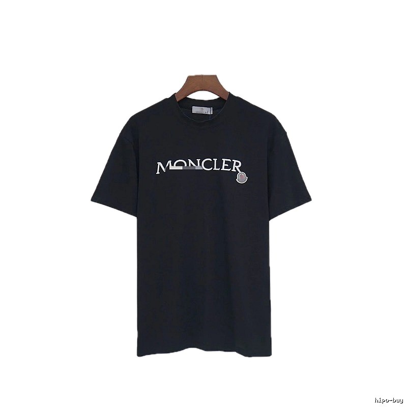 Moncler Embroidered Casual-Style Black T-Shirt