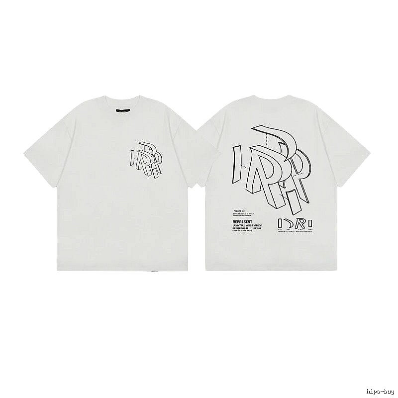 Represent Geometric Print Street-style Off-white T-shirt