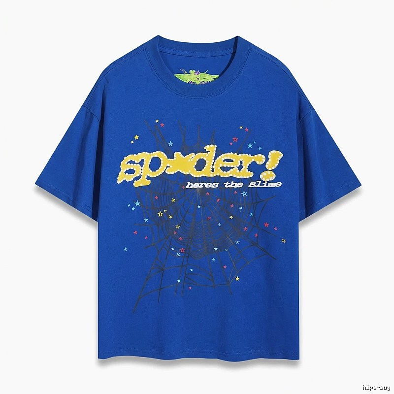 Sp5der Print Trendy Blue T-shirt
