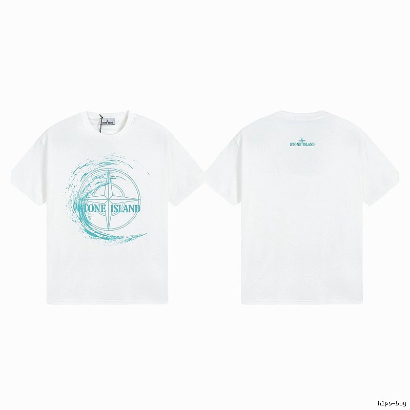 Stone Island Compass Print Street Style White T-Shirt