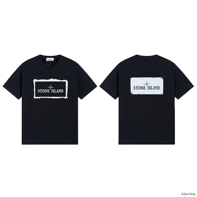 Stone Island Printed Street Style Black T-Shirt