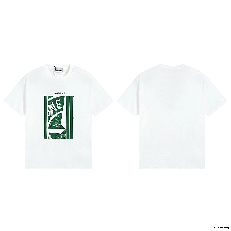 Stone Island Printed Street Style White Short Sleeve T-Shirt