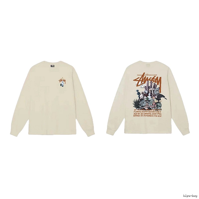 Stussy Print Retro Style Long-Sleeve (Off-White)
