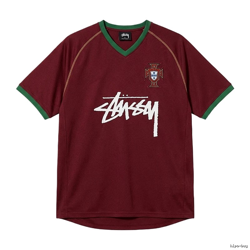 Stussy retro-style burgundy T-shirt