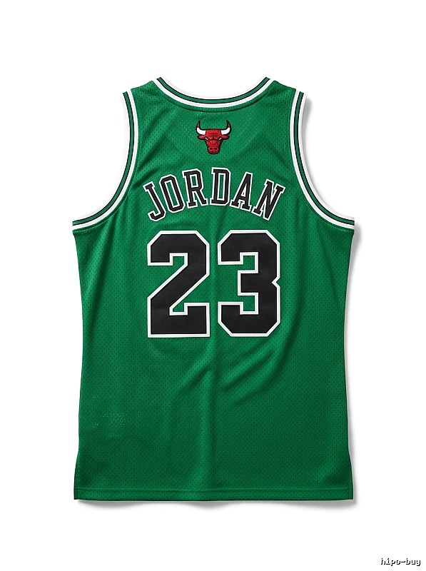 The green jersey with the number 23 of Michael Jordan