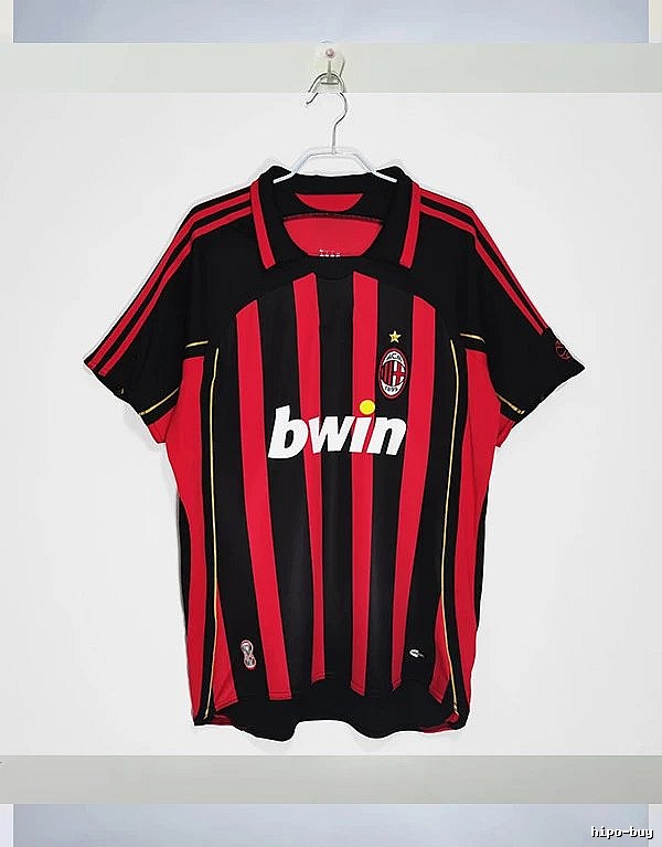 AC Milan Patterned Retro soccer jersey Red Black Striped with Polished Detail