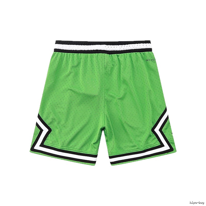 AJ basketball-style green shorts