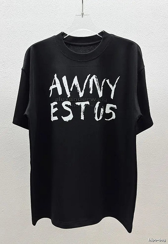 Alexander Wang Alphabet Street Style Black T-Shirt