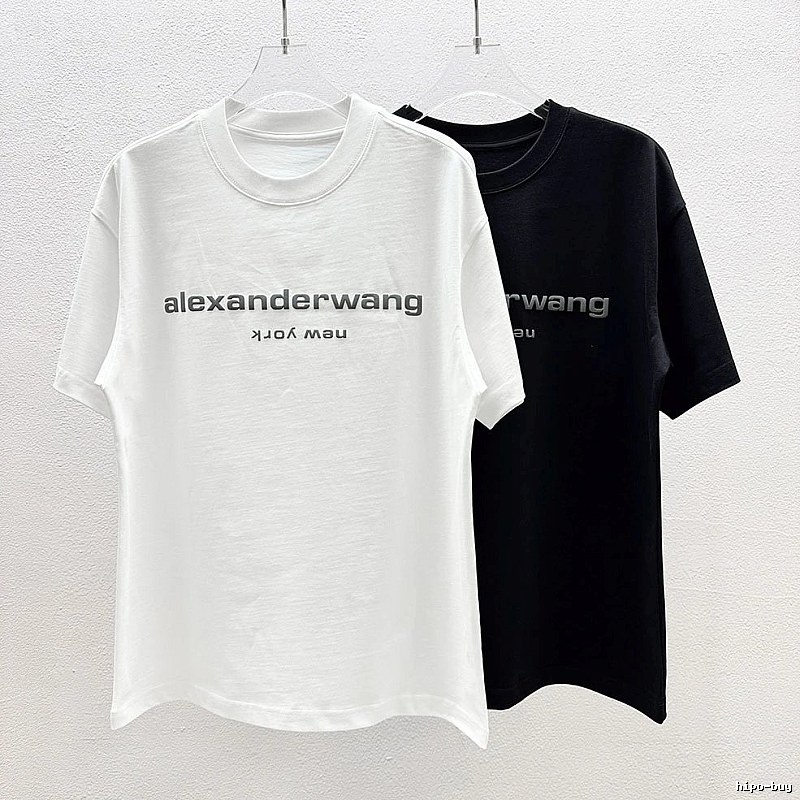 Alexander Wang Letter Print Casual Black and White Short Sleeve T-Shirt