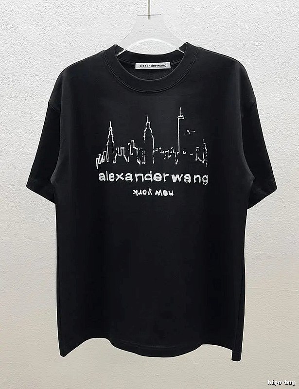 Alexander Wang Trendy & Cool Skyline Print Black T-Shirt