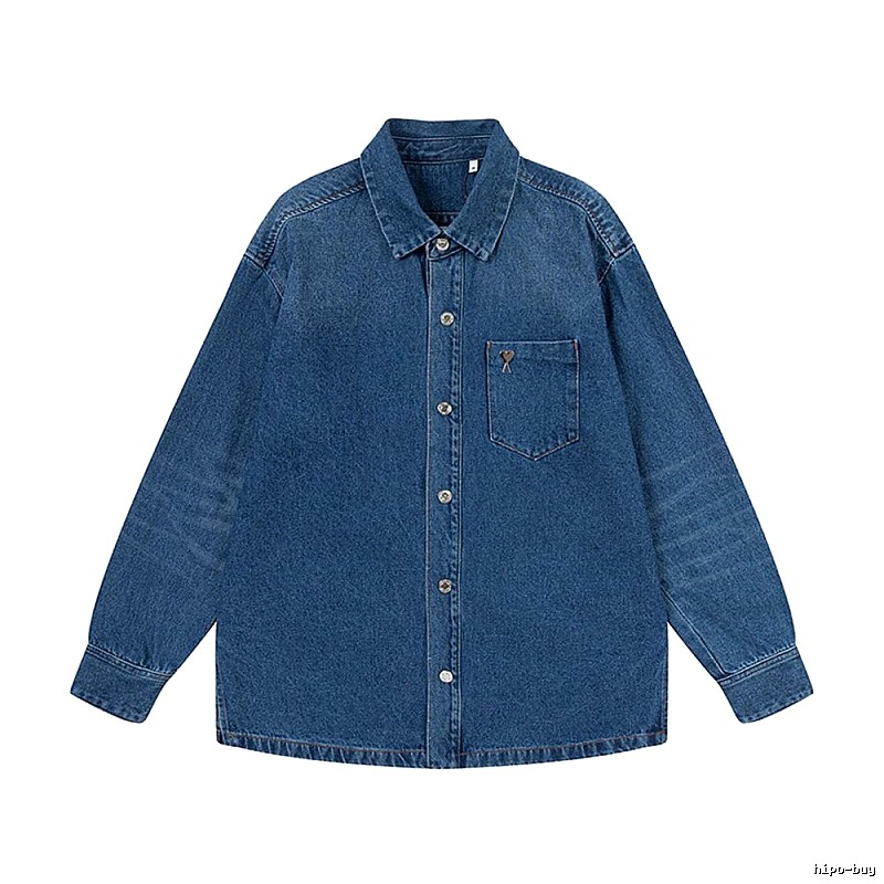 AMI casual style denim blue shirt