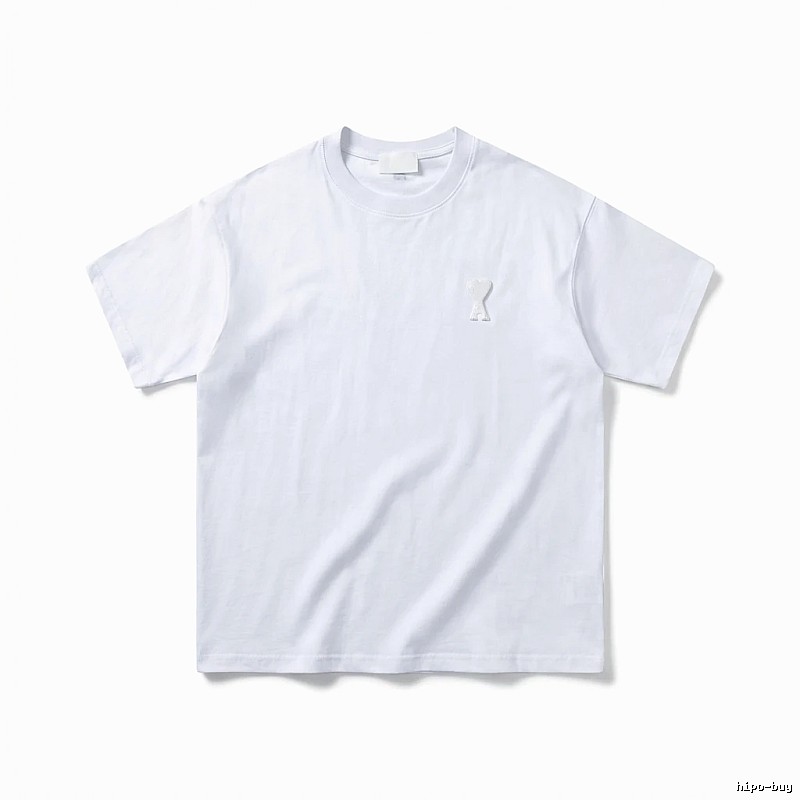 AMI Embroidered Minimalist Style White T-shirt
