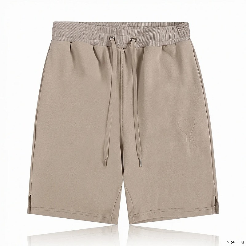 AMI Embroidered Trendy Brand Khaki Shorts