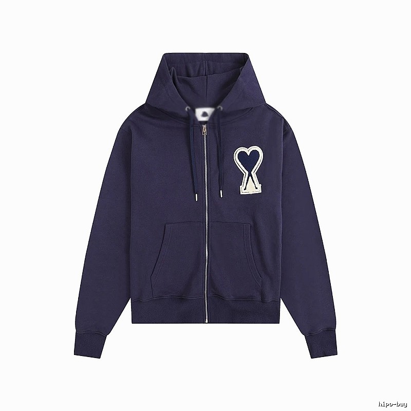 AMI Heart Pattern Zipper Hoodie