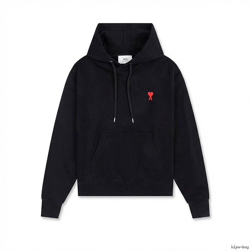 AMI Love Embroidery Trendy Brand Black Sweatshirt