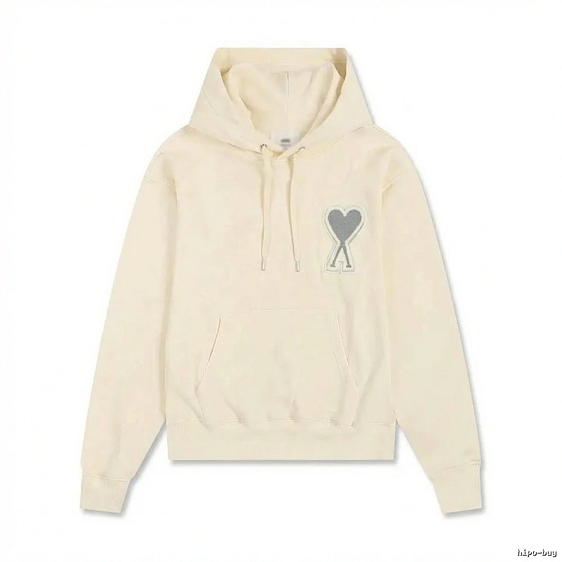 AMI Love Minimalist Style Beige Hoodie