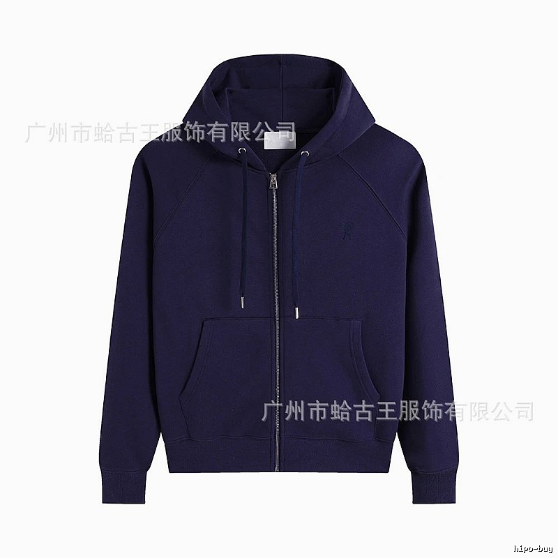 AMI minimalist style dark blue hoodie.