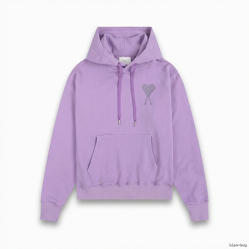 AMI series minimalist style purple hoodie