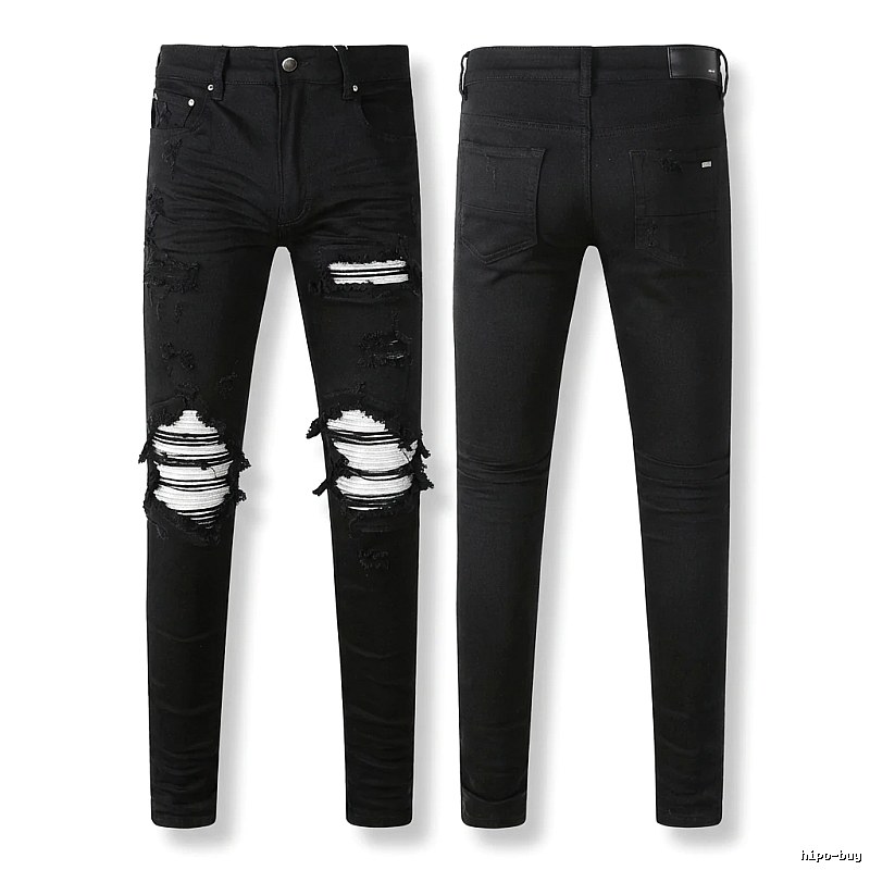 AMI trendy brand black jeans with holes