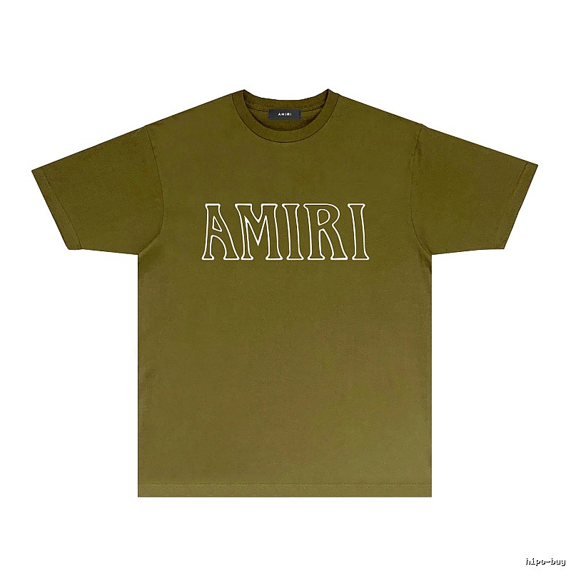 AMIRI Basic Style Trendy and Cool Olive Green T-shirt