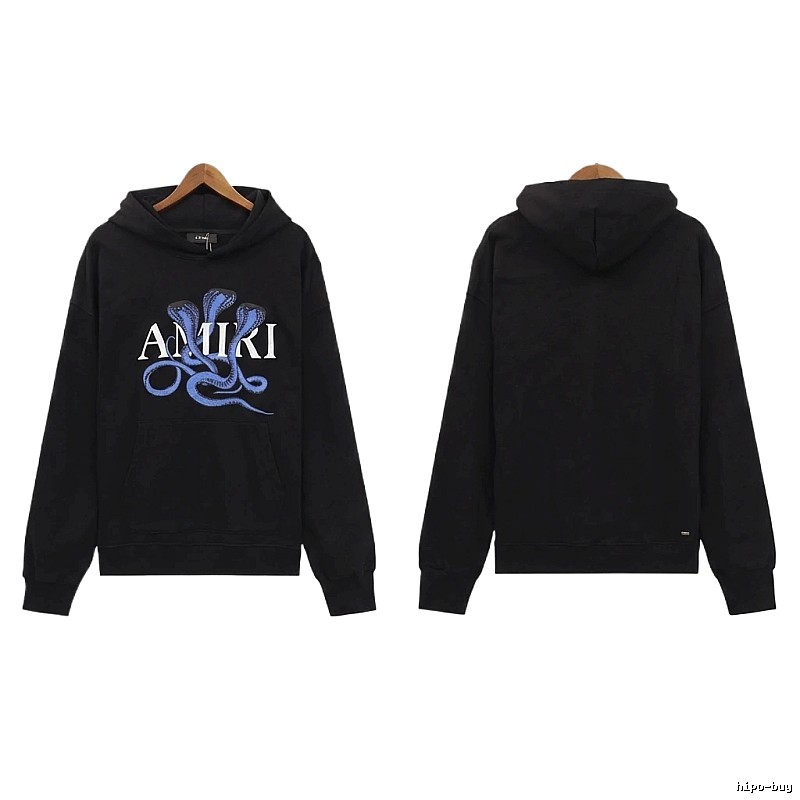 AMIRI Black Hoodie with Snake Print