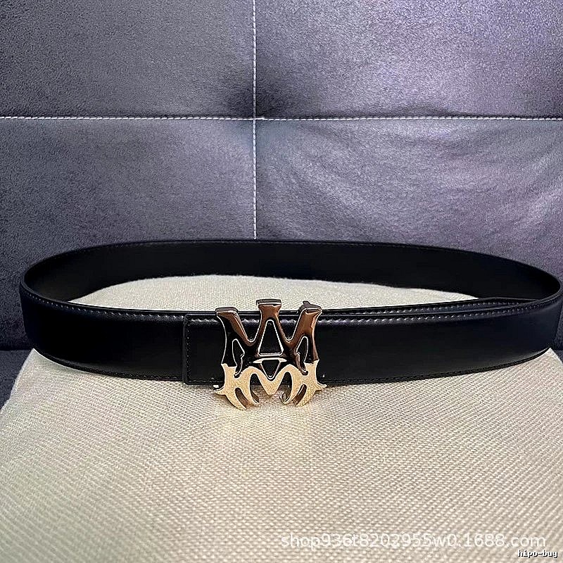 Amiri Classic Logo belt Black Belt Metallic for Daily Styling