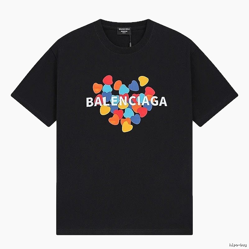 Balenciaga black T-shirt with a heart print.