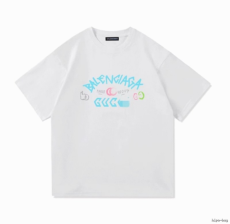 Balenciaga Co-branded Graffiti Street Style White T-Shirt