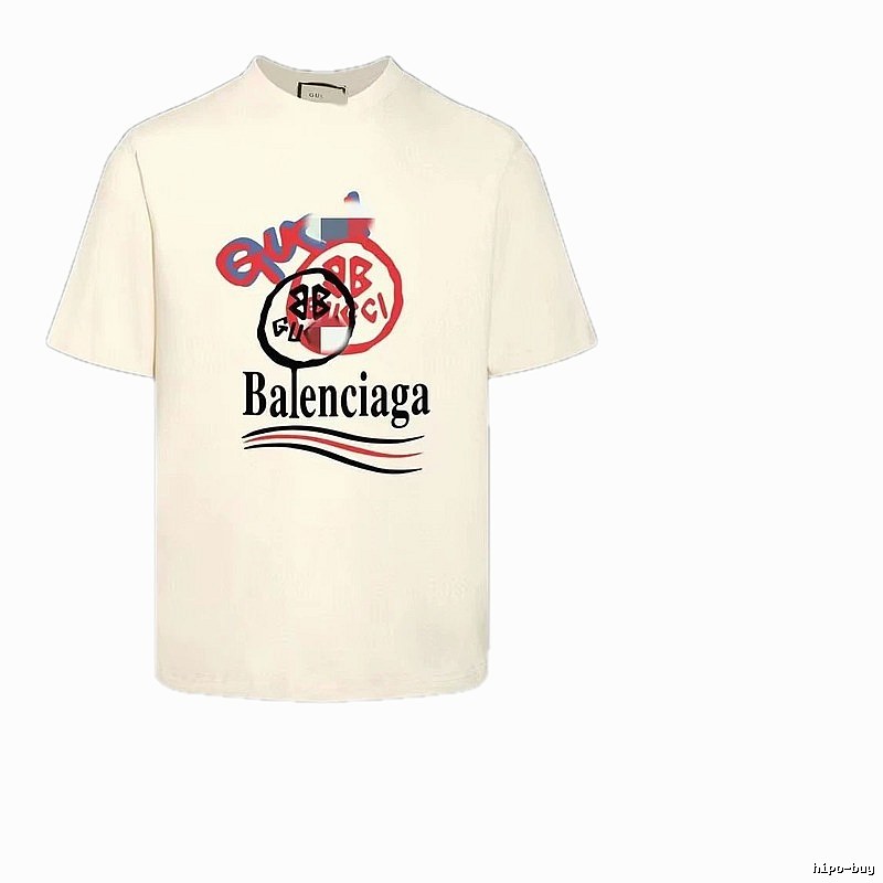 Balenciaga Co-branded Graffiti-style Off-white T-shirt
