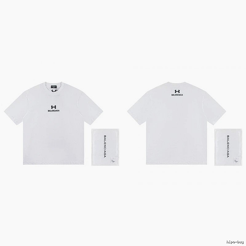 Balenciaga Co-branded Trendy Printed White T-Shirt