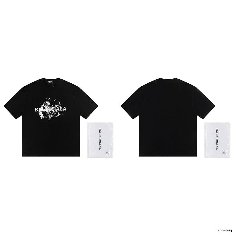 Balenciaga Distressed Print Cool Trendy Black T-Shirt