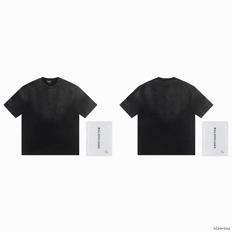 Balenciaga Distressed Street Style Black Short-Sleeve T-Shirt
