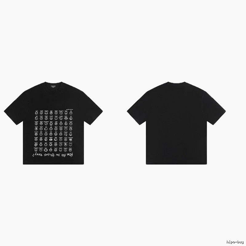 Balenciaga Emoji Printed Street Style Black T-Shirt