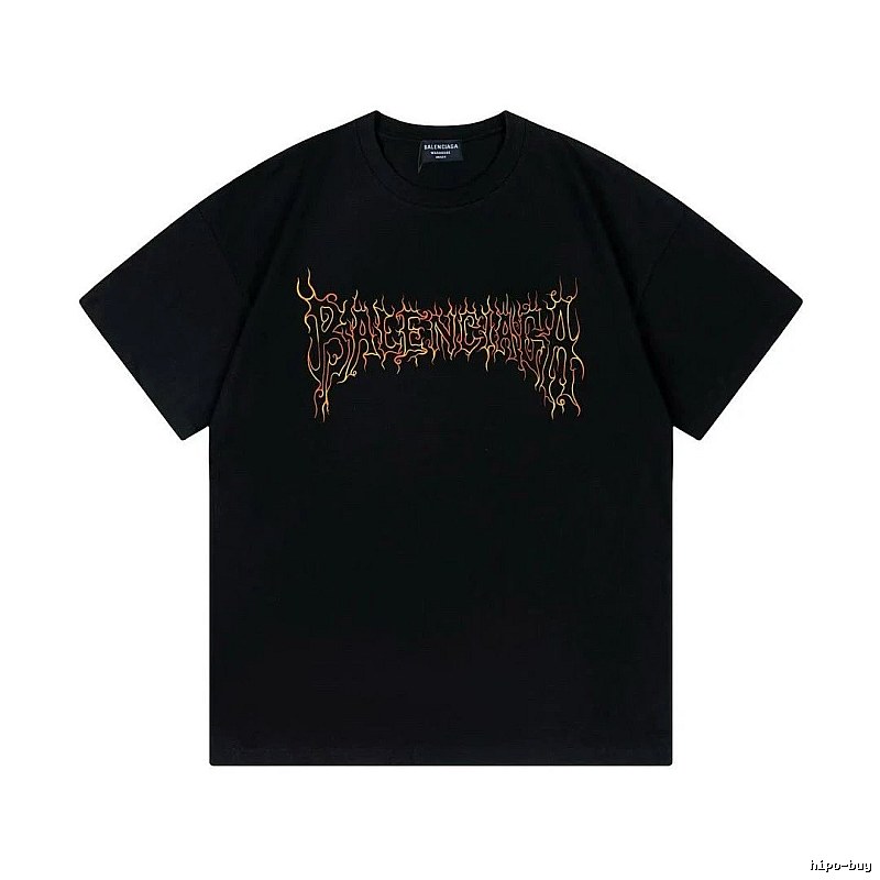 Balenciaga Flame Gothic Style Black T-shirt