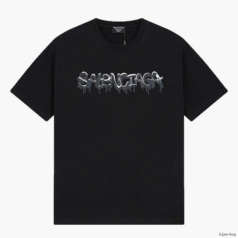 Balenciaga Graffiti Street Style Black Short Sleeve T-shirt