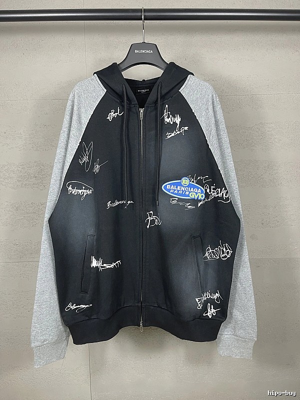 Balenciaga graffiti-style black and grey hoodie