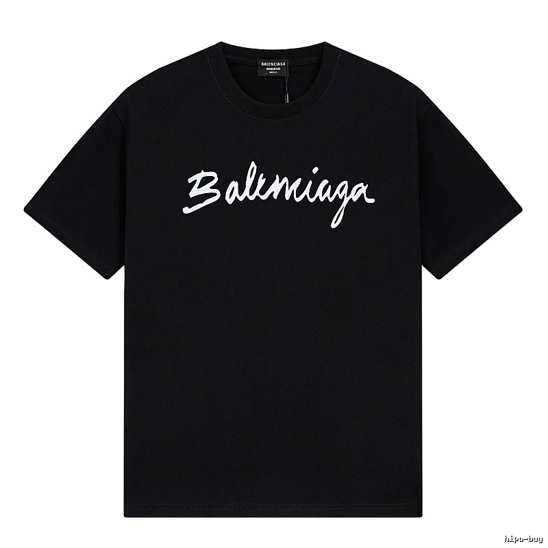Balenciaga Handwritten Trendy Style Black T-shirt
